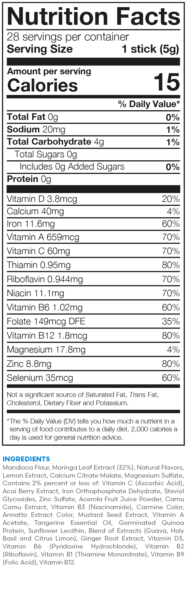 Nutraday nutrition facts