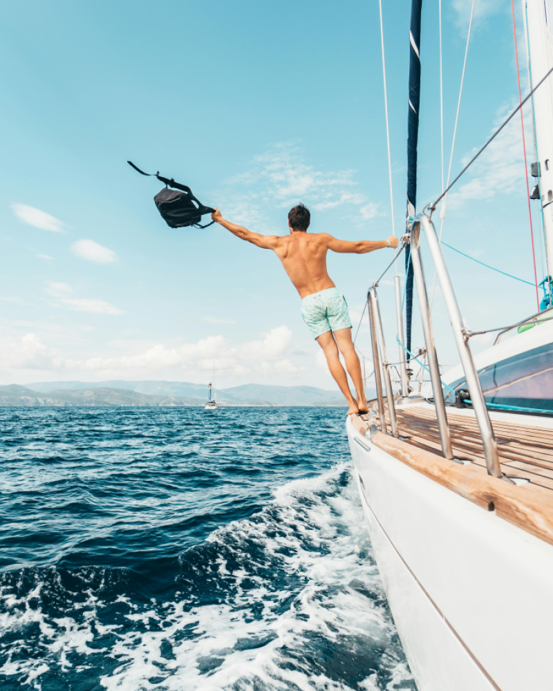 Man enjoying the sea from a sailboat
