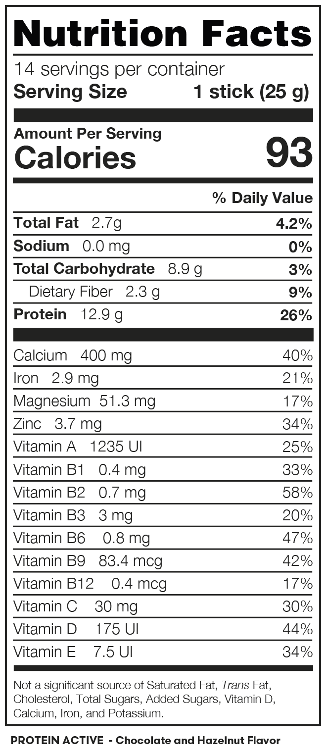 Protein Active Chocolate nutrition facts