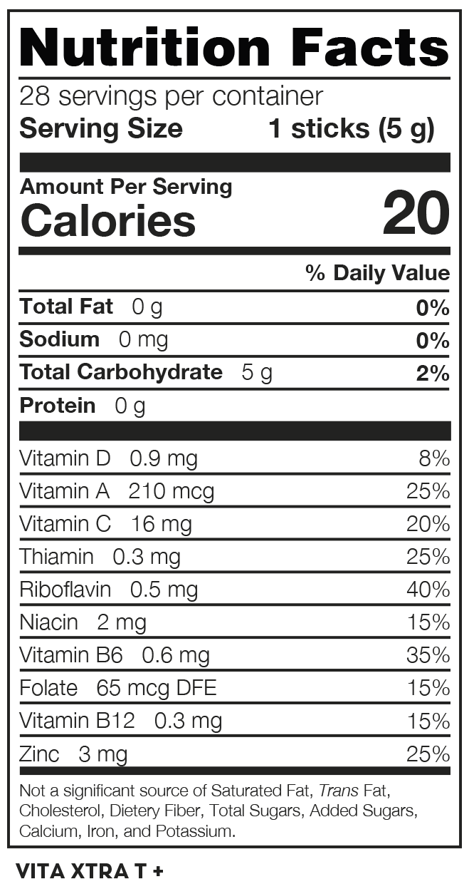 Vita Xtra T+ nutrition facts