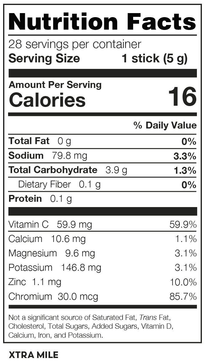 Xtra Mile Pro Edition nutrition facts
